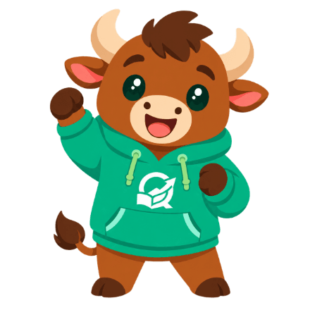Buck, the Quoliv mascot, smiling